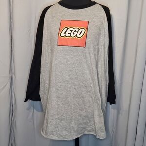 LEGO | Unisex Gray & Black 3/4 Sleeve Logo Baseball Tee | Size L
